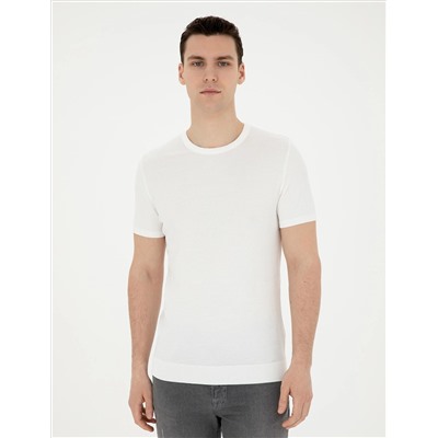 Белый Slim Fit Bike Yaka Triko T -For