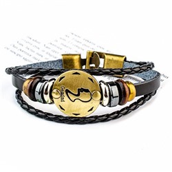 BS313-09 Кожаный браслет с застёжкой Знаки Зодиака - Близнецы