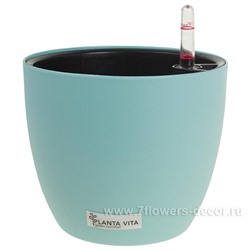 Кашпо PLANTA VITA "Round Matt blue" с автополивом (пластик), D18xH15 см
