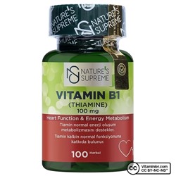 Nature's Supreme Витамин B1 100 мг 100 капсул