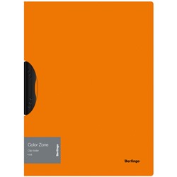Папка с пластиковым клипом Berlingo "Color Zone" А4, 450мкм, оранжевая