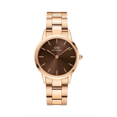 Reloj de cuarzo de acero Amber 32 mm - Rosa dorado y marrón