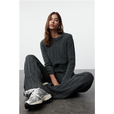 Anthracit Crop Soft Textured Thrietwear Верхний Upper Set Twoaw25au00038