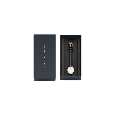 Reloj de cuarzo de piel Petite 24 mm - Negro y rosa dorado