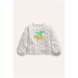 Boden Blouson Sleeve Logo Top
