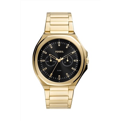 Reloj de cuarzo de acero Evanst - Dorado y negro