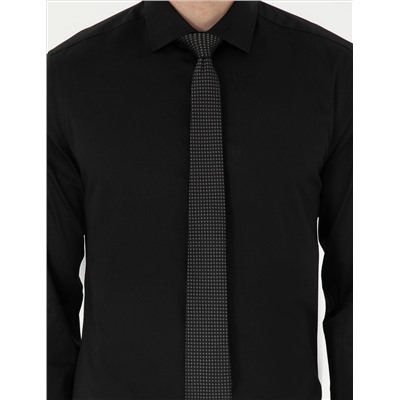 Черный бывший Slim Fit Основная рубашка с длинным рукавом