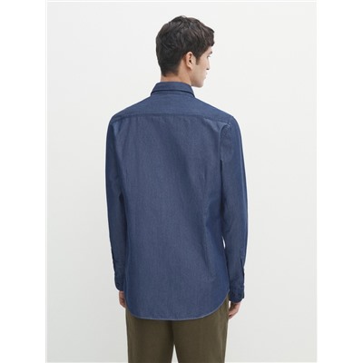Camisa denim stone wash slim fit