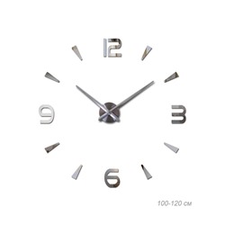 Часы аппликация 3D 100-120 см / AL060S/1 /уп 36/ серебро
