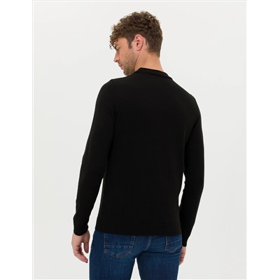 Black Slim Fit Half Fisherman воротник базовый вязаный свитер