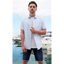 Рубашка к/р лен F311-0452 pale blue stripes