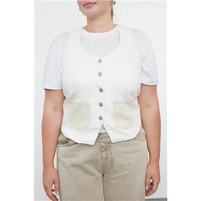 Ecru Pock большой размер denim vest tbbaw25bh00001