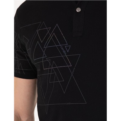 Черная слабая печать Polo Yaka T -For