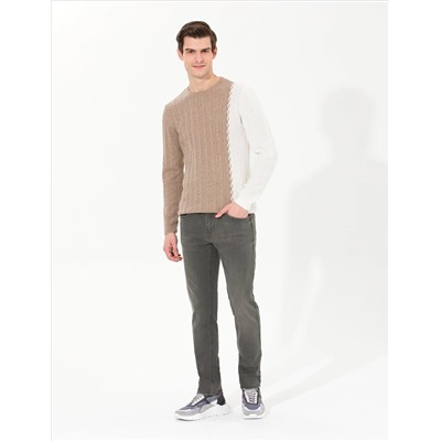 Vizon Melanj Slim Fit Bicycle Yaka YOL Шерсть смешанный вязаный свитер