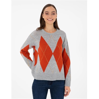 Серый Selanj Comfort Fit Свитер