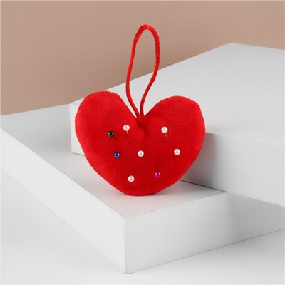 Игольница с петлёй «Сердце», 8.5×6.5×3.5 см, красная