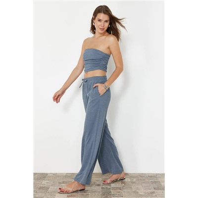 Premium Indigo Wide Geats Гибкие вязаные штаны Twoss24pl00054