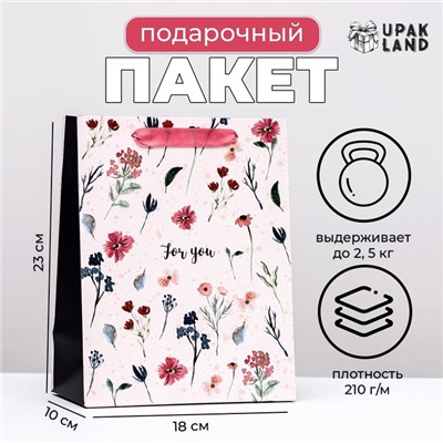 Пакет ламинированный вертикальный For you, 18×23×10 см