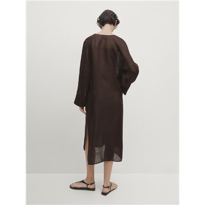100% linen maxi oversize blouse