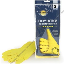 Перчатки хоз-ные РЕЗИНОВЫЕ особо прочные,р-р S,желтые Aviora (120)