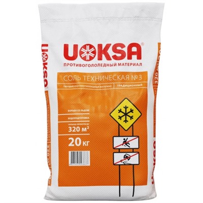 Противогололедный материал Uoksa (Уокса) Реагент техническая соль, 20 кг