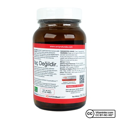 Aniqnaturals Superba масло криля стеклянная бутылка 60 капсул