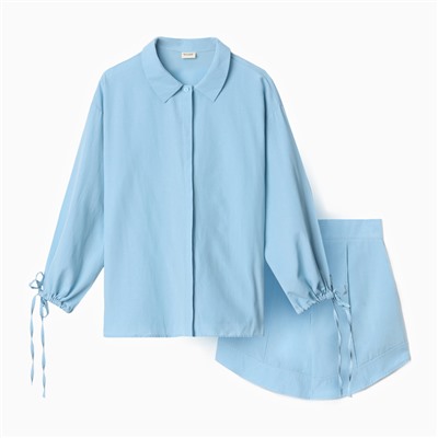 Костюм женский (блузка, шорты) MINAKU: Casual Collection цвет голубой, размер 46
