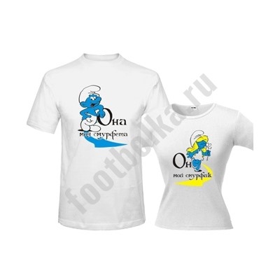 Футболка женская из комплекта "Он мой Смурфик" SALE