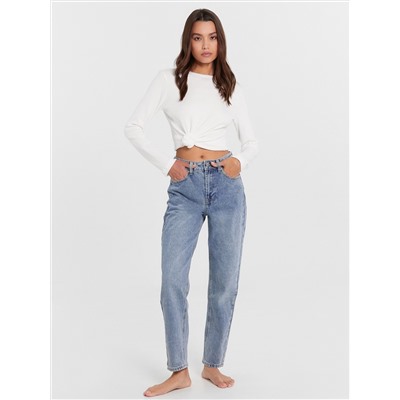 Брюки женские джинсовые Mom Fit в голубом цвете