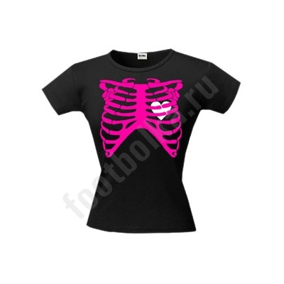 Футболка halloween "Skeleton Heart" светится в УФ