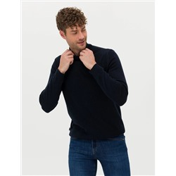Navy Blue Slim Fit Half Fisherman воротник базовый трикотажный свитер