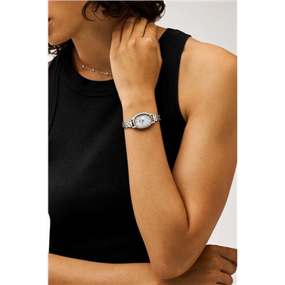Reloj de cuarzo de acero - Plateado y blanco