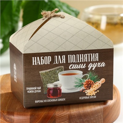 Подарочный набор «Для поднятия силы духа» кедровый орех 30 г, варенье 30 г, чай 20 г