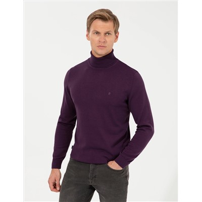 Purple Slim Fit Fisherman воротник базовый трикотажный свитер