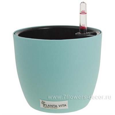 Кашпо PLANTA VITA "Round Matt blue" с автополивом (пластик), D15xH13 см