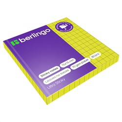 Самоклеящийся блок Berlingo "Ultra Sticky", 75*75мм, 80л., в клетку, зеленый неон