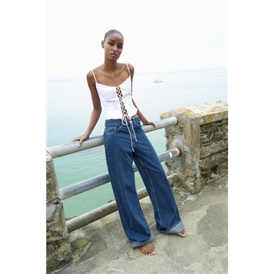 JEANS TRF DOBLADILLO TIRO ALTO