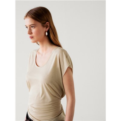 Short sleeve linen blend T-shirt