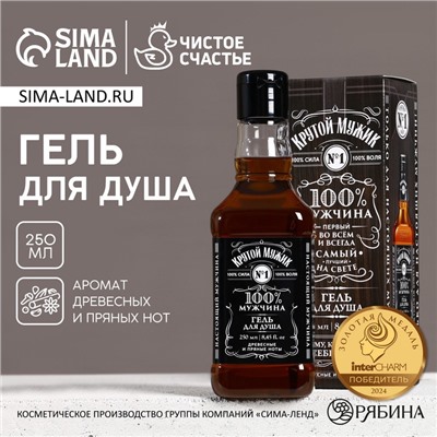 Гель для душа виски ЧИСТОЕ СЧАСТЬЕ«100% мужчина», 250 мл, аромат древесных и пряных нот