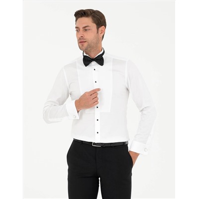 Белый бывший Рубашка для смокинга Slim Fit