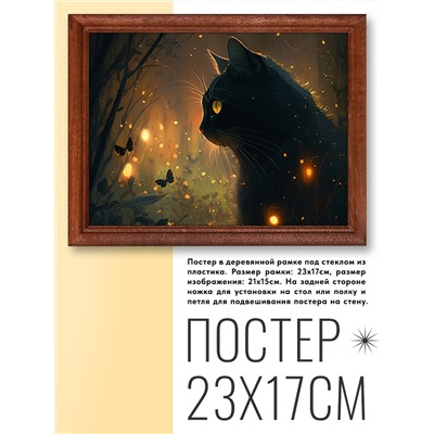 POSG-0267 Постер в рамке 23x17см Кот и бабочки