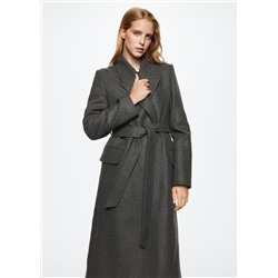 Abrigo largo solapas -  Mujer | MANGO OUTLET España