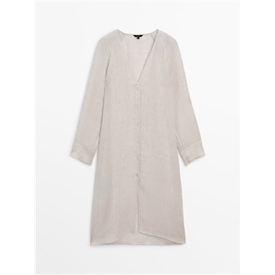 100% linen maxi oversize blouse