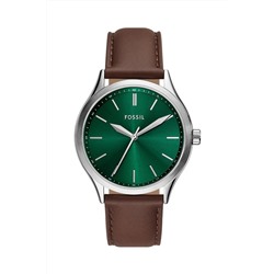 Reloj de cuarzo de piel - Marrón oscuro y plateado