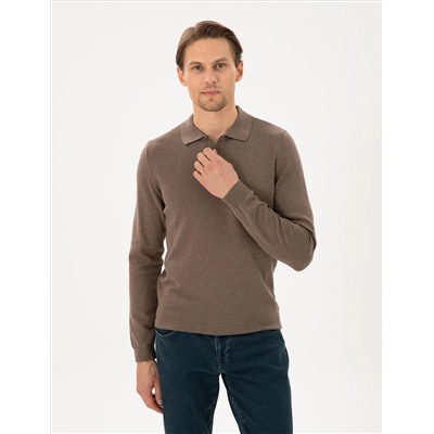 Vizon Melanj Slim Fit Polo yaka Основной вязаный свитер