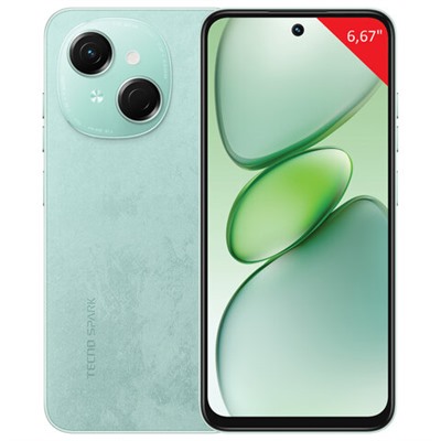 Смартфон TECNO SPARK GO 1, 2 SIM, 6,67", 4.5 G, 13/8 Мп, 4/128 ГБ, зеленый, пластик, TCN-KL4.4.128.GN, TCNKL4.4.128.GN