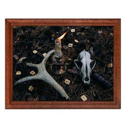 POSG-0032 Постер в рамке 23x17см Руны, череп, свеча