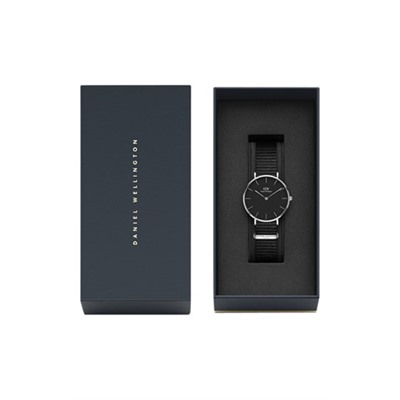Reloj de cuarzo de poliéster Petite Cornwal - Negro y plateado
