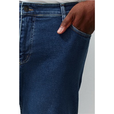 Navy Blue Slim Fit Гибкая ткань Большой размер джинсы джинсы tmnss24cj00000