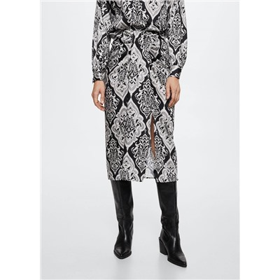 Falda satinada estampada -  Mujer | MANGO OUTLET España